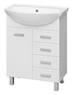 Напольная тумба под раковину Misty Стелла 65см с четырьмя ящиками и бельевой корзиной белый