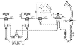 Смеситель на борт ванны Rav Slezak Morava retro MK462.5PSM бронза