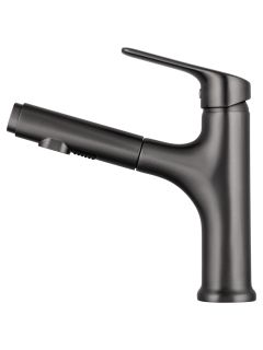 Смеситель для раковины Wonzon & Woghand WW-AE4151-BGG с выдвижным изливом тёмный графит