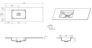 Раковина-моноблок Armadi Art Quatro 793-140-W-R чаша справа 140 см белый