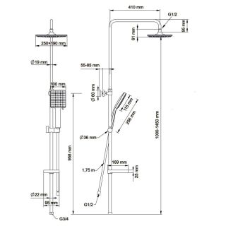 Душевая стойка Swedbe Hermes 5117B  с термостатическим смесителем для ванны чёрный