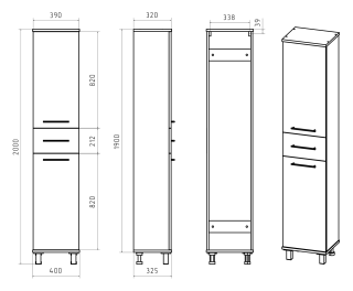 Напольный шкаф - пенал Misty Терра 40см правый серый