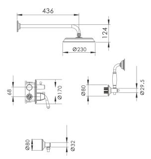 Душевая система Rose R0235Q бронза