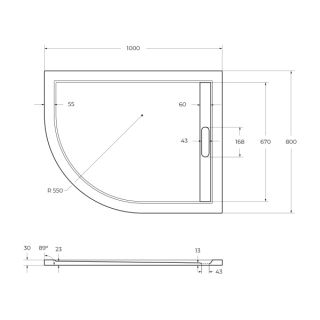Душевой поддон из искусственного мрамора CEZARES TRAY-AS-RH-100/80-30-W-R белый