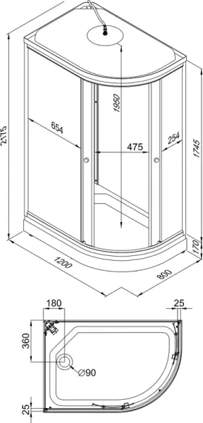 Душевая кабина Triton Коралл Щ0000043487 левая 120x80 см профиль белый стекло мозаика