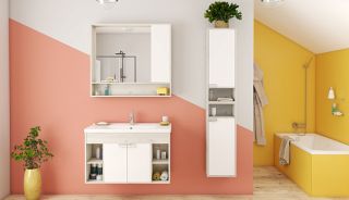 Тумба под раковину Акватон Флай 100см белый/дуб крафт 1A237501FAX10