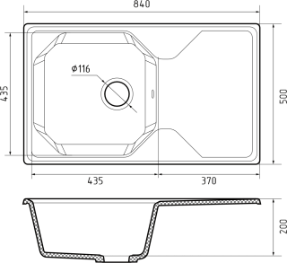 Мойка кухонная GranFest UNIQUE U-840L песочный