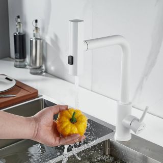 Смеситель для кухни Shevanik S263C с мультифункциональным изливом белый