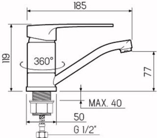 Смеситель для кухни РМС SL52-004FB-15 хром