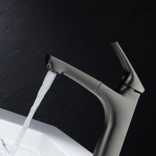 Смеситель для раковины Black&White Universe 7901MG с выдвижным изливом оружейная сталь