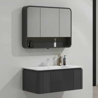 Тумба с раковиной Black&White Universe 9301000 100 см серый