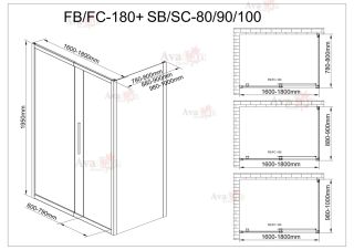 Душевой уголок AvaCan FB 160-180+ SB 90 чёрный