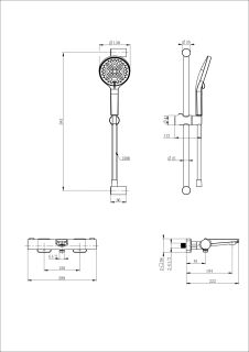 Смеситель для ванны с душевым гарнитуром Wonzon & Woghand WW-C2021-A-BG с термостатом брашированное золото