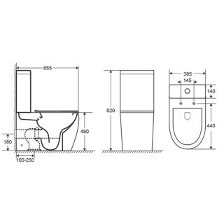 Унитаз-компакт AZARIO MIRADA AZ-1289A в комплекте с бачком и сиденьем микролифт