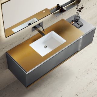 Комплект мебели для ванной Black&White Gravity V-2427 Hettich drawers Steel Ar stone no-holе mirror LED Anti-fog