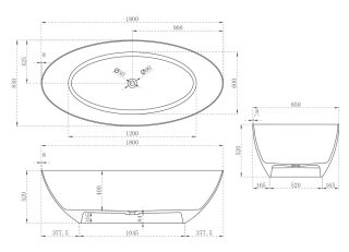 Ванна из искусственного камня ABBER Stein AS9625-1.8 180x85см белый матовый