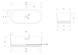 Ванна из искусственного камня ABBER Stein AS9630 170x75см белый матовый