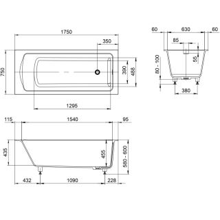 Ванна из искусственного камня Whitecross Coin 0224.175075.200 175x75 см