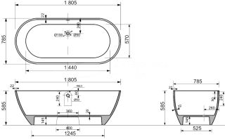 Ванна STWORKI Берген 180x80 см отдельностоящая овальная из искусственного камня