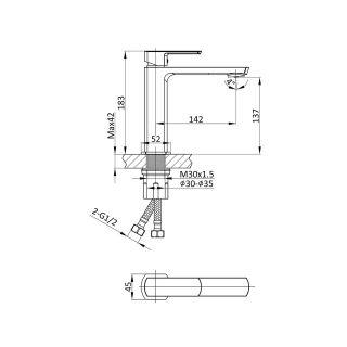 Смеситель для раковины Vincea Next VBF-1N1GM однорычажный, вороненая сталь