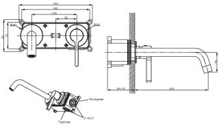 Смеситель для раковины Vincea Villa VBFW-1VL1GM встраиваемый однорычажный, вороненая сталь