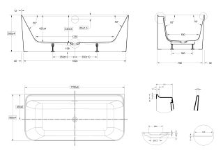 Ванна акриловая Vincea VBT-702-1700, цвет белый, щелевой перелив