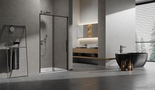 Душевая дверь Vincea Slim 8mm VDS-6SL140CLB, 1400, черный, стекло прозрачное