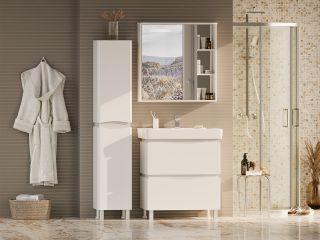 Зеркальный шкаф с подсветкой Misty Венера левый 80см белый