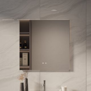 Зеркало Vincea LED VLM-4F800GM-2 800х800 в алюминиевой раме, вороненая сталь