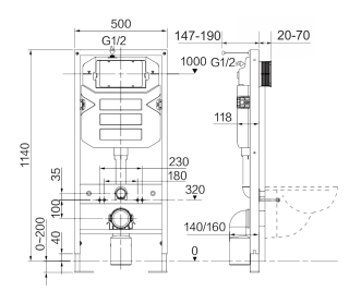 Инсталляция для унитаза Ceramica Nova Envision CN1001CH с кнопкой смыва Round хром