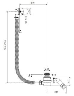 Слив-перелив для ванны Excellent Hover ARIN.3410BL с наполнением 60/80/100 см чёрный матовый