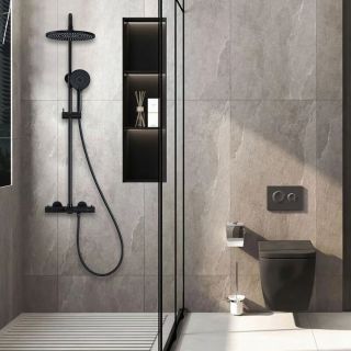Душевая система Vincea Esse VSFS-1E1TMB термостатическая черный