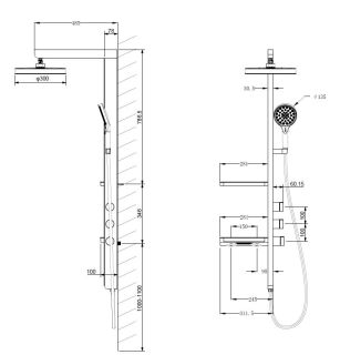 Душевая стойка Vincea Inspire VSFS-3I11GM воронёная сталь