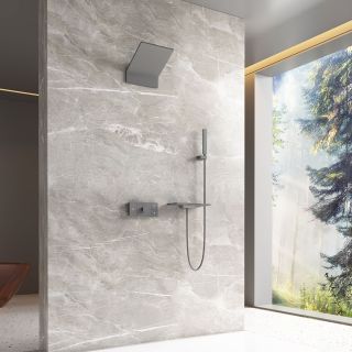 Душевой комплект Vincea Futura VSFW-2F11TGM термостатический встраиваемый, трехрежимный, вороненая сталь