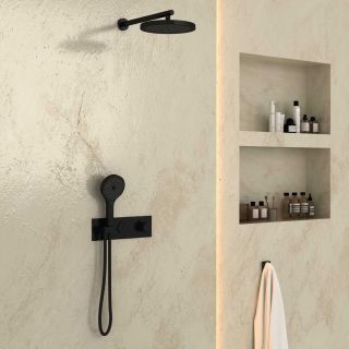 Душевой комплект Vincea VSFW-422T2MB встраиваемый, термостатический, двухрежимный, черный