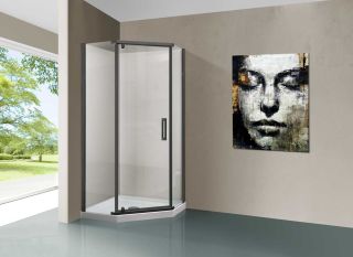 Душевой уголок Vincea Stresa VSP-1S100CLGM, 1000*1000, вороненая сталь, стекло прозрачное