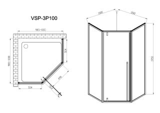 Душевой уголок Vincea Penta VSP-3P100CL 100x100 см