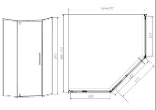 Душевой уголок Vincea Slim-N VSP-4SN100CLB, 1000*1000, черный, стекло прозрачное