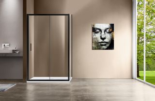 Душевой уголок Vincea Garda VSR-1G8015CLB, 1500*800, черный, стекло прозрачное