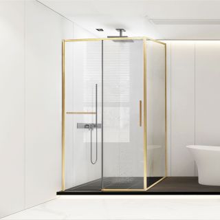 Душевой уголок Vincea Slim Soft VSR-1SS8012CLG, 1200*800, брашированное золото, стекло прозрачное