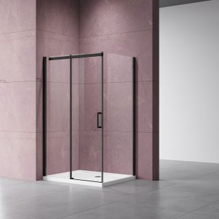 Душевой уголок Vincea Dice VSR-4D1016CLB, 1600*1000, черный, стекло прозрачное