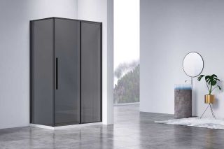 Душевой уголок Vincea Slim-N VSR-4SN8011CGB, 1100*800, черный, стекло тонированное