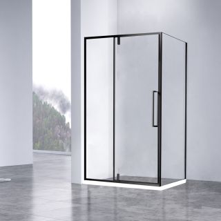 Душевой уголок Vincea Slim-N VSR-4SNP1010CLB, 1000*1000, черный, стекло прозрачное
