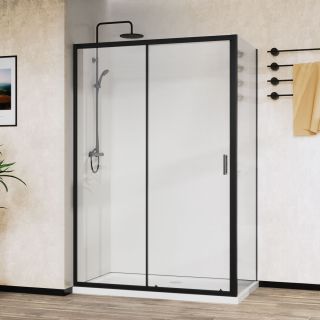 Душевой уголок Vincea City VSR-5CT9011CLB, 1100*900, черный, стекло прозрачное