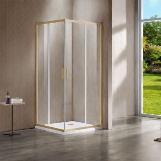 Душевой уголок Vincea Garda VSS-1G100CLG, 1000*1000, брашированное золото, стекло прозрачное