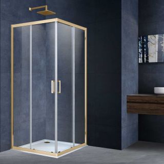 Душевой уголок Vincea Alpha VSS-3AL100CLG, 1000*1000, брашированное золото, стекло прозрачное
