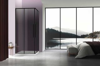 Душевой уголок Vincea Slim-N VSS-4SN8010CGB, 1000*800, черный, стекло тонированное