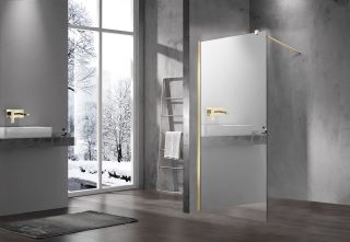 Душевая перегородка Vincea Walk-In VSW-1H100MRG, 1000*2000, матовый золотой, стекло зеркальное