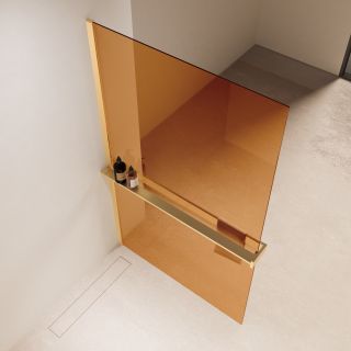 Душевая перегородка Vincea Walk-In VSW-1HR100GSG, 1000*2000, матовый золотой, стекло янтарь