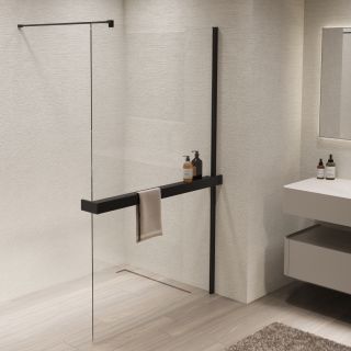 Душевая перегородка Vincea Walk-In VSW-1HR110CLB, 1100*2000, черный, стекло прозрачное